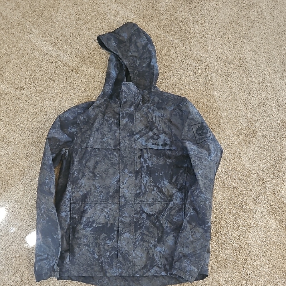 Timberland Men's Hooded Raincoat - Charcoal Camo Pattern